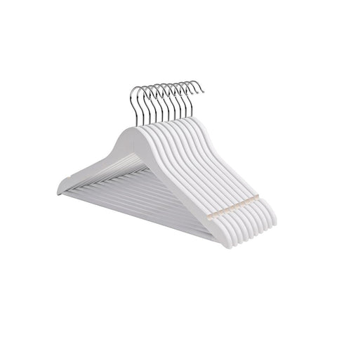 Rootz Hanger - 10 Stuks Hangers - Hangers Met Broekstang - Kleerhanger - Kleerhanger - Kledinghanger - Kunststof Hanger - Antislip Hanger - Ruimtebesparende Hanger - Wit - 44,5 x 23 x 1,2 cm (B x H x D)