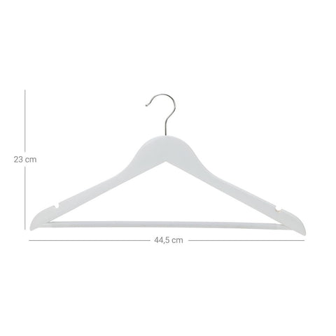 Rootz Hanger - 10 Stuks Hangers - Hangers Met Broekstang - Kleerhanger - Kleerhanger - Kledinghanger - Kunststof Hanger - Antislip Hanger - Ruimtebesparende Hanger - Wit - 44,5 x 23 x 1,2 cm (B x H x D)