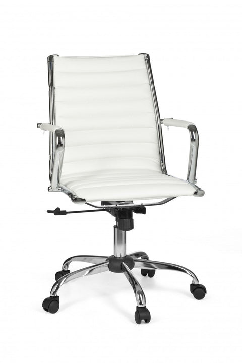 Rootz Office Chair - White Synthetic Leather - X-XL Size - 110kg Load Capacity - Height Adjustable - Swivel Desk Chair