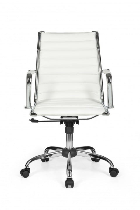 Rootz Office Chair - White Synthetic Leather - X-XL Size - 110kg Load Capacity - Height Adjustable - Swivel Desk Chair