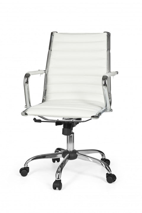 Rootz Office Chair - White Synthetic Leather - X-XL Size - 110kg Load Capacity - Height Adjustable - Swivel Desk Chair