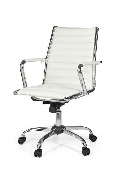 Rootz Office Chair - White Synthetic Leather - X-XL Size - 110kg Load Capacity - Height Adjustable - Swivel Desk Chair