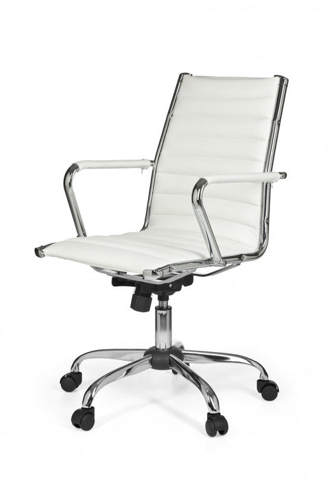 Rootz Office Chair - White Synthetic Leather - X-XL Size - 110kg Load Capacity - Height Adjustable - Swivel Desk Chair