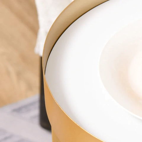 Rootz Side Table - Set of 2 Nesting Coffee Tables with Gold Metal Base - Round Side Table with Embedded Tabletop - Living Room - Bedroom - Gold - 39 cm x 39 cm x 63 cm