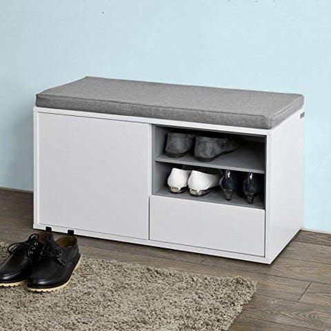 Rootz Hallway Shoe Cabinet - Shoe Rack- Shoe Storage Bench with Removable Seat Cushion