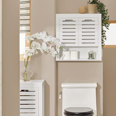 Rootz Badkamerkast - Badkameropbergkast - Kast met dubbele lattendeuren en plank