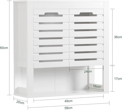 Rootz Badkamerkast - Badkameropbergkast - Kast met dubbele lattendeuren en plank