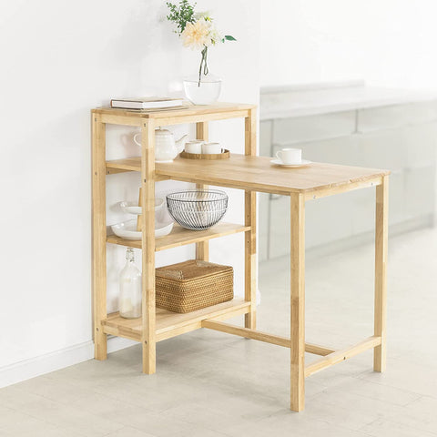 Rootz Eettafel Eetkamertafel Keukentafel met 4 opbergplanken - Eettafel van rubberhout