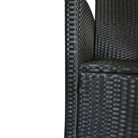 Rootz Sofa Set - Garden Furniture Set - Poly Rattan Seating Set - Double Sofa - Single Armchairs - Black- 124 x 68 x 76 cm