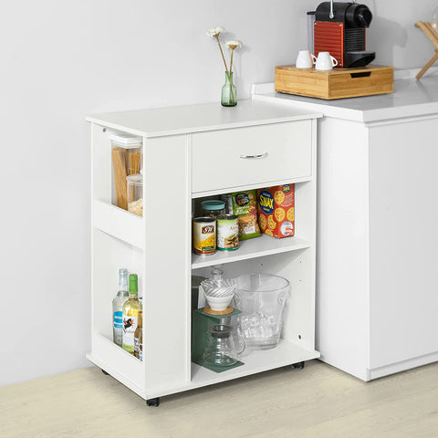 Rootz Home Office Archiefkast Printerstandaard - Zijkast op wielen - Opbergkast Kast, Bijzettafel Bijzettafel, Wit