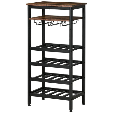 Rootz Wine Rack In Industrial Design - For 20 Bottles - Brown + Black - 50 x 32 x 100 cm