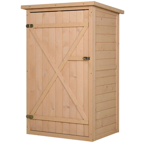 Rootz Garden Shed - Tool Shed - Tool Shed With Shelves - Storage Shed For Garden - Fir Natural Wood - 75 x 56 x115 cm