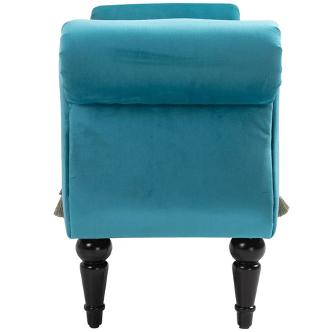 Rootz Luxury Bench - Upholstered Bench - Stool - Polyester - Rubber - Foam - Blue - 117 x 40 x 58 cm