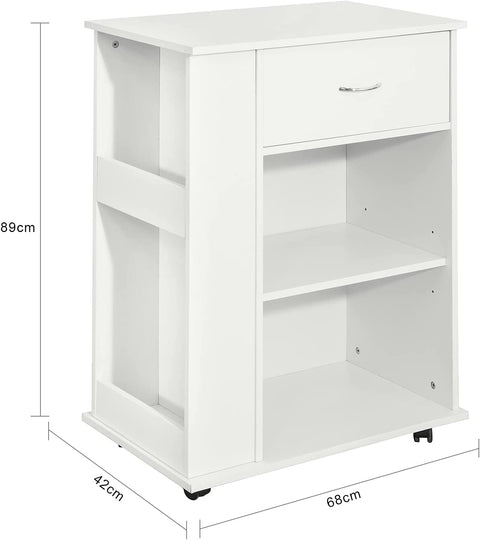 Rootz Home Office Archiefkast Printerstandaard - Zijkast op wielen - Opbergkast Kast, Bijzettafel Bijzettafel, Wit