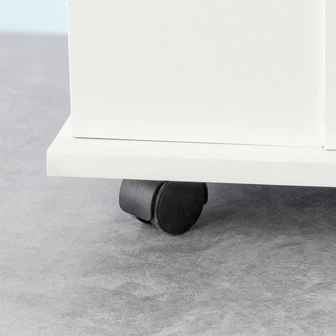 Rootz Home Office Archiefkast Printerstandaard - Zijkast op wielen - Opbergkast Kast, Bijzettafel Bijzettafel, Wit
