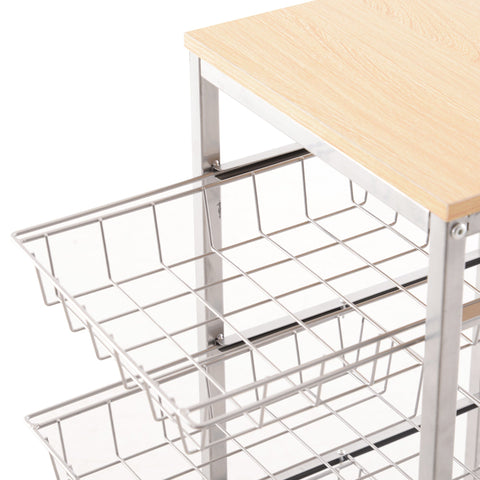 Rootz Kitchen trolley - Kitchen trolley - Serving trolley - 4-layer - Wire baskets - 36.5 x 36.5 x 89 cm - Steel - MDF -