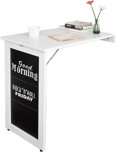 Rootz Folding Wall - mounted Drop - leaf Table - Kitchen & Dining Table Desk with Blackboard- White