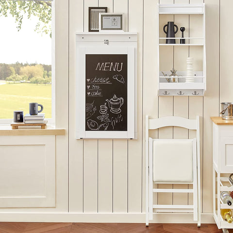 Rootz Folding Wall - mounted Drop - leaf Table - Kitchen & Dining Table Desk with Blackboard- White