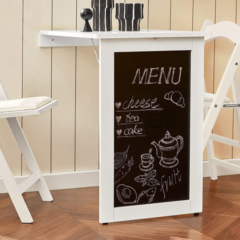 Rootz Folding Wall - mounted Drop - leaf Table - Kitchen & Dining Table Desk with Blackboard- White