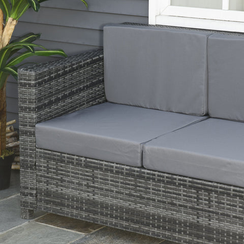 Rootz Sofa - 3-Seater Lounge Sofa - Poly Rattan Sofa - Metal - Grey