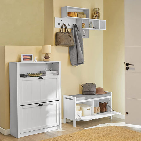 Rootz Shoe Bench Shoe Rack Shoe Cabinet with Seat Cushion-Hallway Living Room Bedroom Bench with Storage Chest