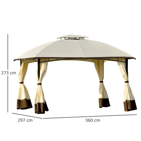 Rootz Garden pavilion - Party tent - Sun protection - Polyester - White/Brown - 3.6 x 2.97 x 2.73 cm