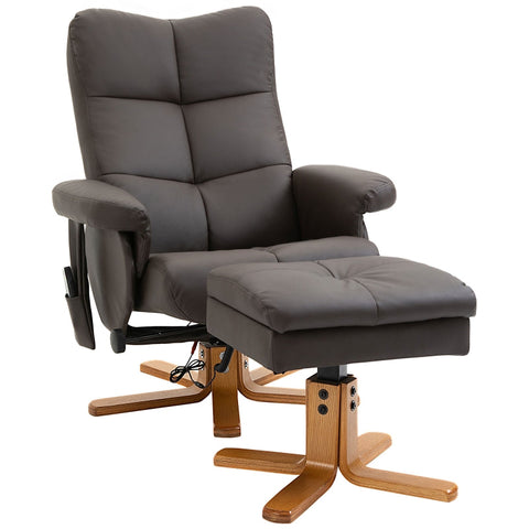 Rootz Massage Chair - Relaxation Chair - With Reclining Function - Massage Chair - With Footstool - Tv Chair - Ergonomic Chair - Brown - 80 x 86 x 99 cm