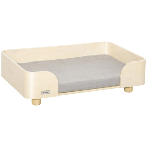 Rootz Pet Bed - Hondensofa - Raised Pet Sofa - Kattensofa - Hondenbed - Hondenslaapplaats - Inclusief Kussen - Naturel/Lichtgrijs - 75,5cm x 45,7cm x 21cm