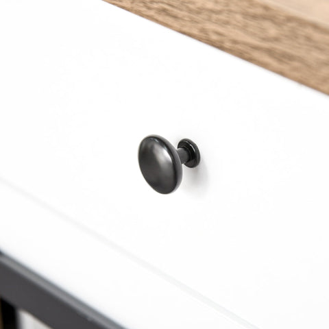 Rootz Kitchen Cabinet - Sideboard With 2 Drawers - Wine Rack - Sliding Door - Chest Of Drawers - Adjustable Shelves - Storage Cabinet - Rustic White - 80 x 39 x 86 cm