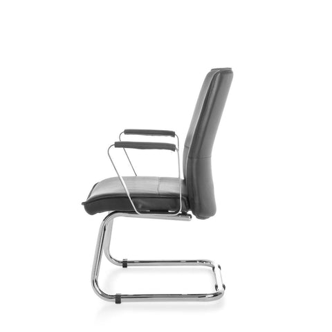 Rootz Freischwingerstuhl – Besucherstuhl – Esszimmerstuhl – Leder – Schwarz