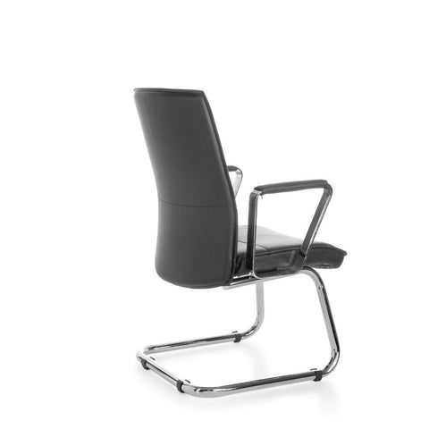 Rootz Freischwingerstuhl – Besucherstuhl – Esszimmerstuhl – Leder – Schwarz