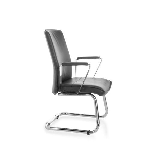 Rootz Freischwingerstuhl – Besucherstuhl – Esszimmerstuhl – Leder – Schwarz