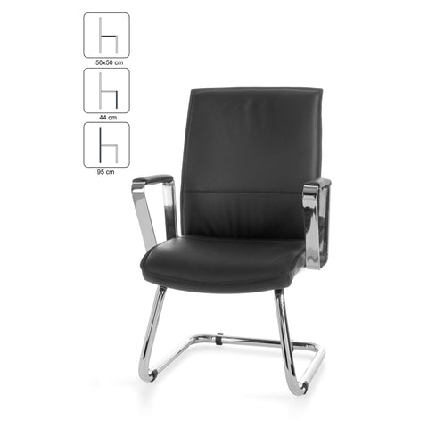 Rootz Freischwingerstuhl – Besucherstuhl – Esszimmerstuhl – Leder – Schwarz