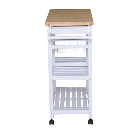 Rootz Kitchen trolley - Kitchen trolley - Serving trolley - On wheels - Drawers - L84.5 x W37.5 x H85 cm - Wood - White -