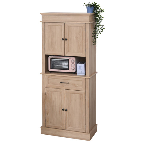 Rootz Kitchen Cabinet - Storage Cabinet - High Cabinet - Adjustable Shelf - Tilt Protection - Storage Space - Doors - MDF - Oak