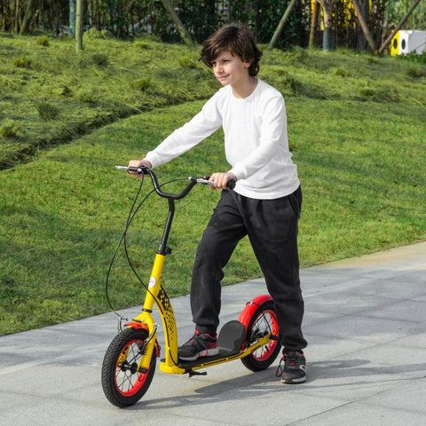 Rootz Kids Scooter - Children's Kick Scooter - Children's Scooter - City Scooter -  Adjustable Height - Front Rear Dual Brakes - For Ages 5+ Years - Yellow - 118 x 55.5 x 85-100.5 cm