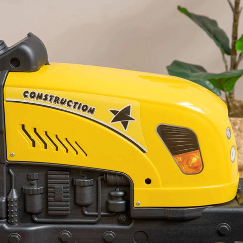 Rootz Pedal Tractor With Trailer - Tools - Horn - For Children Aged 3 And Over - Metal Frame - Black And Yellow - 133 x 42 x 51 cm