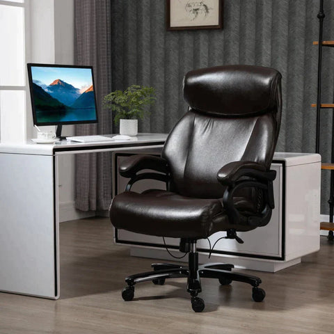 Rootz Office Chair - Gaming Chair - Swivel Chair - Faux Leather - Brown - 72x83x114-122 Cm