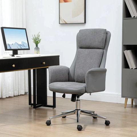 Rootz Office Chair - Desk Chair - Steel+ Faux Leather - Grey - 65 x 72 x 118cm