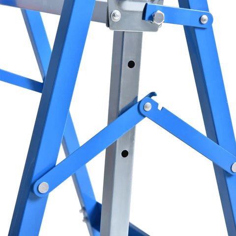 Rootz Scaffolding Trestle - Folding Trestle - Telescopic Trestle - Scaffolding Trestle - Height Adjustable Trestle - 200kg Weight Capacity Trestle - Steel - Blue - 68 x 58 x 80-130 cm