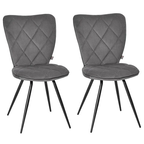 Rootz 2er-Set Esszimmerstühle – Küchenstühle – gepolsterte Stühle mit Rückenlehne – Flanellschaumstahl – Grau/Schwarz – 47 x 62 x 91 cm