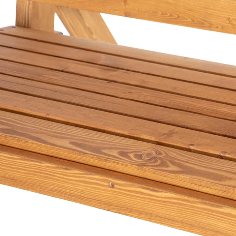 Rootz Schaukelbank – Überdachte Schaukelbank für Garten &amp; Terrasse – Gartenschaukelbank mit verstellbarem Baldachin – Kiefernholz – Braun – 189 x 162 x 180 cm