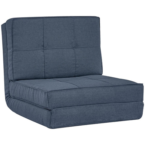 Rootz Opklapbare Vloerbank - Vloerstoel - 3-in-1 Vloerbank - Opklapbare Fauteuil - Slaapbank - Eenpersoonsslaapbank - Donkerblauw - 61 x 73 x 58 cm