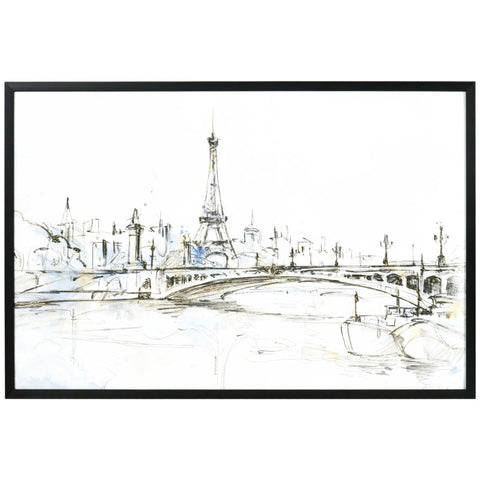 Rootz Wall Art - Art Print - Wall Pictures - With Eiffel Tower Motif - UV Printing - Embossing Technique - Including Mounting Material - 93 cm x 2.5 cm x 63 cm