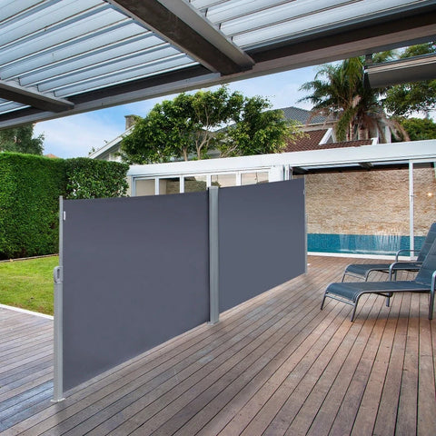 Rootz Awning - Side Awning - Privacy And Sun Protection - Side Blind - Polyester - Grey - 6 x 1.8m