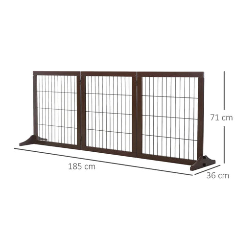 Rootz Barrier For Dogs - Safety Gate - Dog Gate - Stair Gate - Foldable Dog Barrier - Door Gate - Brown - 185 x 36 x 71 cm