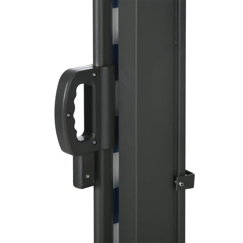 Rootz Side Awning - Privacy Screen - Horizontally Extendable - Weatherproof - Printed On Both Sides - Blue + White - 300 x 8.5 x 160 cm