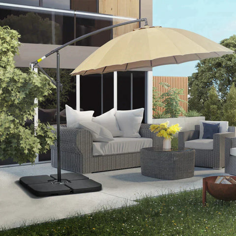 Rootz Parasol Base Weight Plates - Fillable - Weatherproof - Black - 104 cm x 104 cm x 7.5 cm