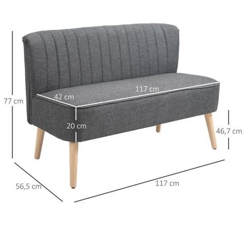 Rootz Sofa - 2-seater Sofa - Sofa Seating - Lounge Sofa - Dark Gray - 117 x 56.5 x 77 cm