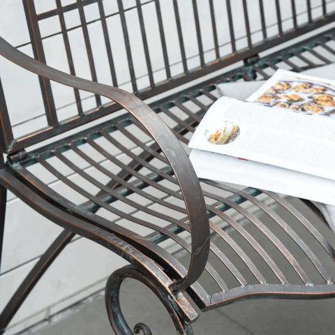 Rootz Tuinbank - Parkbank Voor 2 Personen - RVS - Antiek Design - Zilver - 110 x 60 x 97 cm